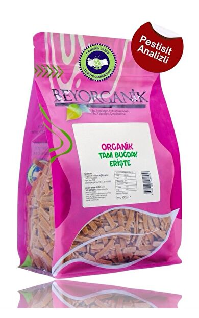 Organik Tam Buğday Erişte 500gr    (pestisit Ve Aflatoksin Analizli)