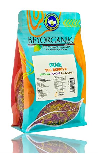 Organik Tel Şehriye %35 Sebzeli Ispanaklı Pancarlı Balkabaklı  200gr   (pestisit Ve Aflatoksin Analizli)