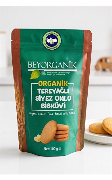 Organik Tereyağlı Siyez Unlu Bisküvi 100gr