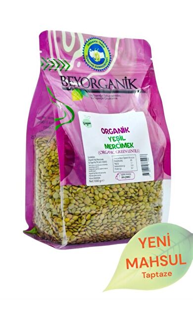Organik Yeşil Mercimek 1kg   (pestisit Ve Aflatoksin Analizli)