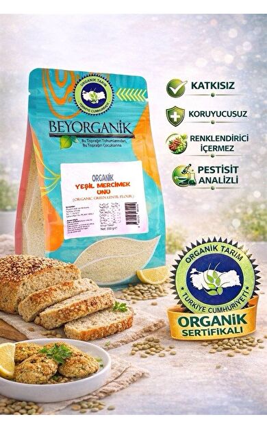 Organik Yeşil Mercimek Unu 350gr