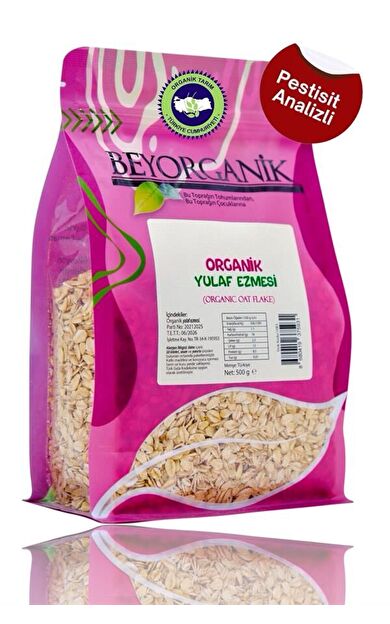 Organik Yulaf Ezmesi 500gr +6ay   (pestisit Ve Aflatoksin Analizli)