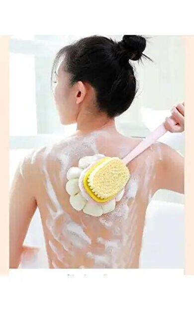 BEYZANA 2si 1 arada kıl ve lif kabağı ile duş vücut fırçası Uzun Saplı Sırt Fırçası