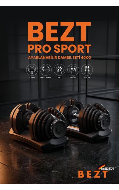 2 li Bezt Pro Sports Ayarlanabilir Dambıl 40kg siyah