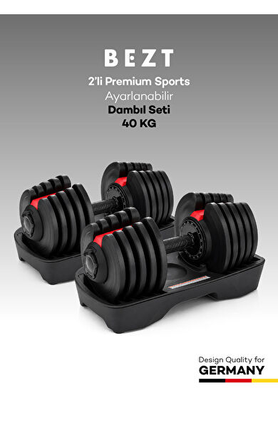 2 liBezt Premium Sports Ayarlanabilir Dambıl Seti 40kg KIRMIZI