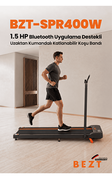 Bezt Bluetoothlu Uygulamalı Uzaktan Kumandalı Koşu Bandı Yürüyüş Bandı SİYAH