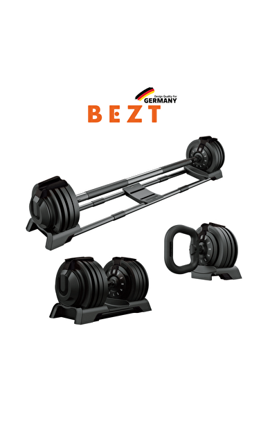 Bezt Premium Sports Ayarlanabilir 3 in 1 Halter Kettlebell Dambıl Seti 24kg SİYAH