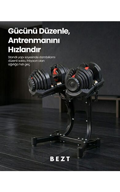 Bezt Pro Sports Ayarlanabilir Dambıl Seti 2 x 40kg kırmızı + stand