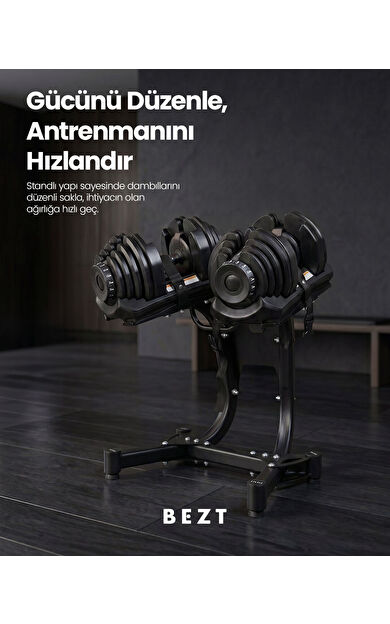 Bezt Pro Sports Ayarlanabilir Dambıl Seti 2 x 40kg siyah + stand