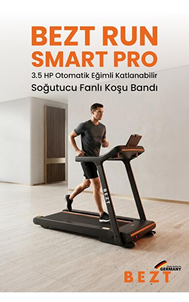 Run Smart Pro 3.5 HP Otomatik Eğimli Katlanabilir Soğutucu Fanlı Koşu Bandı (160 kg Kapasite / 120cm X 50 cm Geniş Bant)