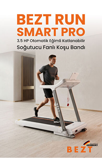 Run Smart Pro 3.5 HP Otomatik Eğimli Katlanabilir Soğutucu Fanlı Koşu Bandı (160 kg Kapasite / 120cm X 50 cm Geniş Bant)
