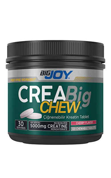 Bigjoy Sports Kreatin Creabig Chew Vişne Aromalı Çiğnenebilir Tablet 120 Adet 30 Servis