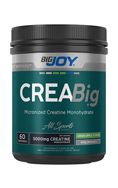 Bigjoy Sports Bigjoy Creabig %100 Mikronize Kreatin Monohidrat Yeşil Elma Aromalı 420G 60 Servis