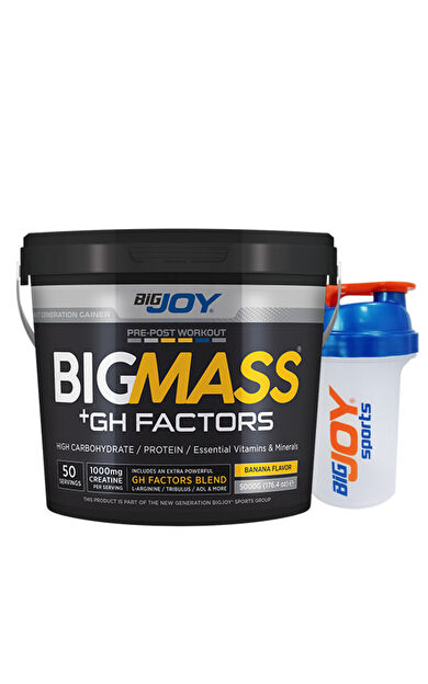Bigjoy Sports Mass Gainer Muz Aromalı 5 Kg Bigmass Gh Factors Karbonhidrat &amp; Protein 50 Servis
