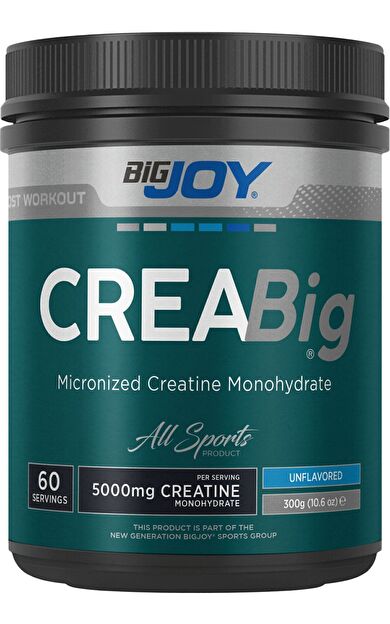 Bigjoy BigJoy Creabig %100 Mikronize Kreatin Monohidrat 200 Mesh Aromasız 300g 60 Servis