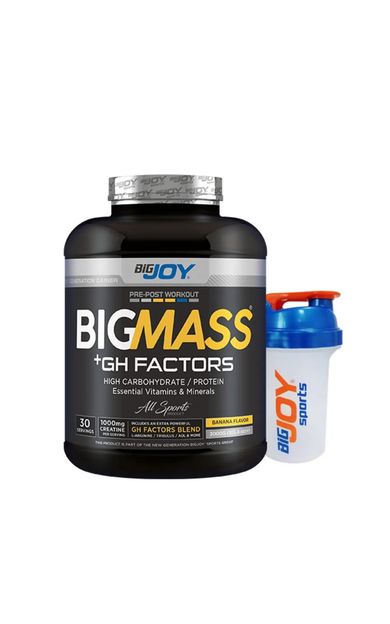 Bigjoy MassGainer MUZ Aromalı 3 kg ( 3000 gr ) Bigmass Gh Factors Karbonhidrat Tozu + Shaker Hediyeli