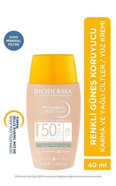 Bioderma Photoderm Nude Touch Mineral Spf50+ Very Light 40 Ml- PUANLI