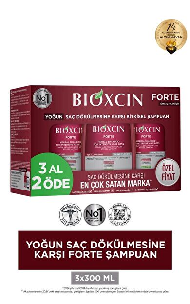 Bioxcin Forte Şampuan 3 x 300 Ml - 3 Al 2 ÖDE - SKT: 12 M
