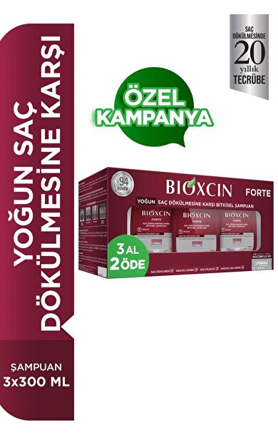 Bioxcin Forte Şampuan Tüm Saç Tipleri Için 3x300ml Yoğun Saç Dökülmesi Şampuanı