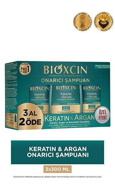 Bioxcin Keratin ve Argan Onarıcı Şampuan 300 ml - 3 Al 2 Öde