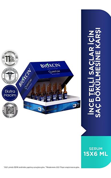 Bioxcin Quantum Ekstra Hacim & Bakım Serumu 15x6 Ml - Ince Telli Dökülen Saçlar Için