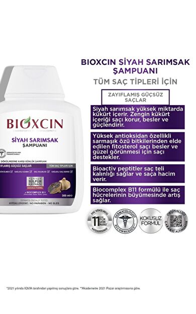 Bioxcin Siyah Sarımsaklı Şampuan 300 Ml - Dökülme Sarımsak Şampuanı