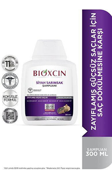 Bioxcin Siyah Sarımsaklı Şampuan 300 Ml - Dökülme Sarımsak Şampuanı