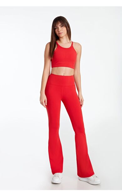 BIRDIEJAY BIRDIESCULPT - YOGA PANTS FOR LIFE KIRMIZI İSPANYOL PAÇA YOGA VE SPOR TAYTI