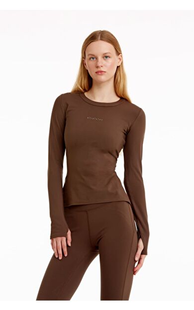 BIRDIEJAY BIRDIESMOOTH - YOUR NEW GO-TO KOYU KAHVE UZUN KOLLU T-SHIRT