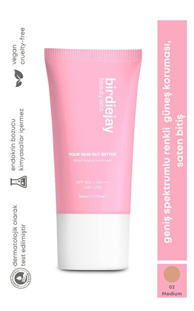 BIRDIEJAY YOUR SKIN BUT BETTER RENKLİ MİNERAL GÜNEŞ KREMİ - MEDIUM