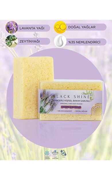 Doğal Lavanta Özlü, %35 Nemlendiricili, Süngerli Kişisel Katı Bakım Sabunu 100 gr