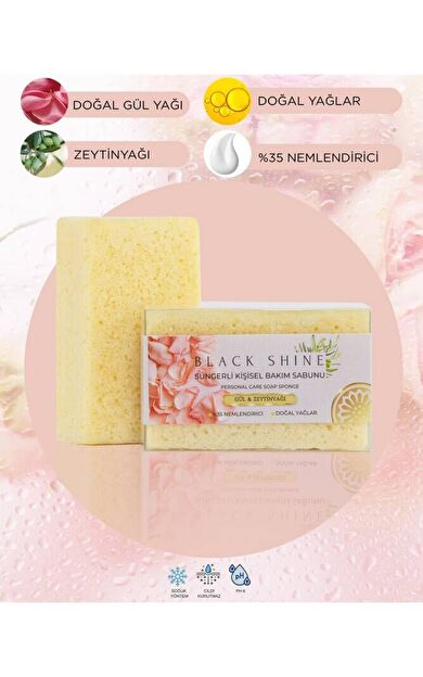Doğal Gül Ve Zeytinyağı Içerikli, %35 Nemlendiricili, Süngerli Kişisel Katı Bakım Sabunu 100 gr