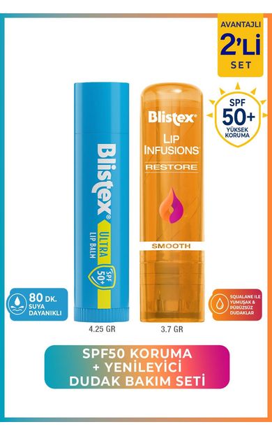 Blistex SPF50 Koruma + Yenileyici Dudak Bakım Seti
