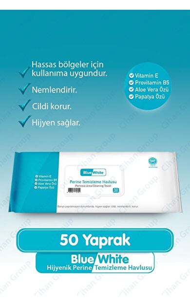 Bluewhite Hijyenik Perine Bölgesi Temizleme Havlusu 50 Yaprak