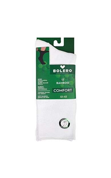 Unisex Bambu Diyabetik Şeker Çorabı Beyaz