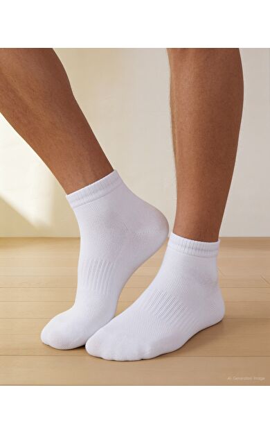 Unisex Dikişsiz Taban Havlu Kısa Spor Çorap Beyaz