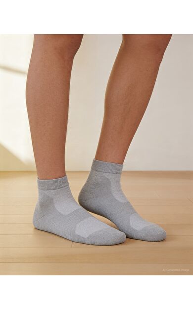 Unisex Dikişsiz Taban Havlu Kısa Spor Çorap Gri