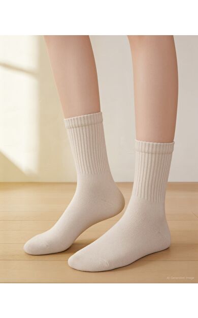 Unisex Fitilli Tenis Çorabı Bej