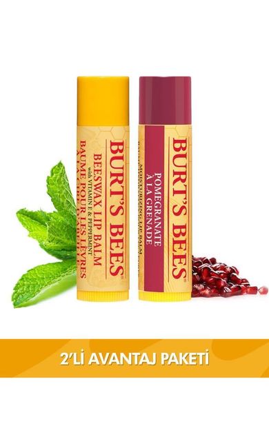 Burts Bees Beeswax Dudak Bakım Kremi + Nar Aromalı Dudak Bakım Kremi Avantaj Seti