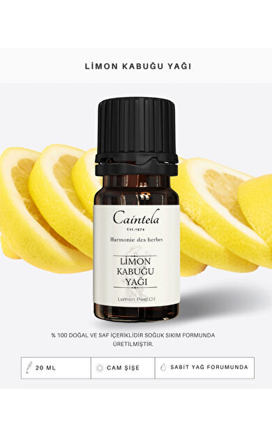 caintela Limon Kabuğu Yağı 20 ml - Cildinize veya Saçınıza Parlaklık Sağlayıcı %100 Doğal ve Saf