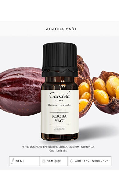 caintela Jojoba Yağı 20 ml - Saçların Daha Yumuşak ve Parlak Görünmesine Yardımcı %100 Doğal ve Saf