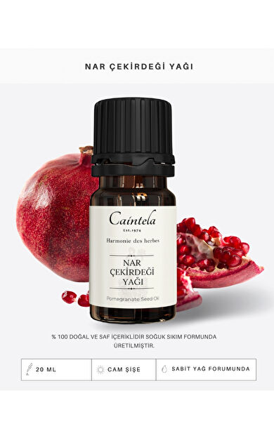 caintela Nar Çekirdeği Yağı 20 ml - Antioksidan Anti Aging Yaşlanma Karşıtı %100 Doğal ve Saf