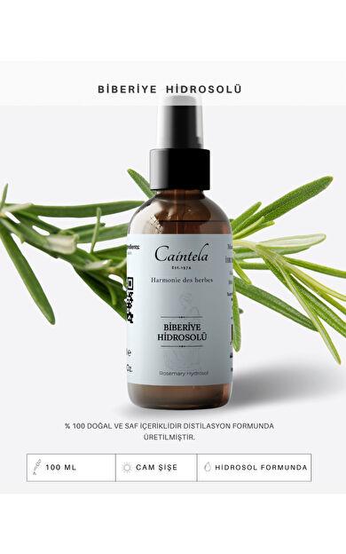 caintela Biberiye Suyu 100 ml - Saç Dökülmesi Önleyici, Saç Güçlendirici Özellikli %100 Doğal ve Saf
