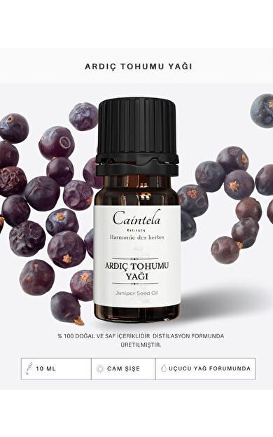 caintela Ardıç Tohumu Yağı 10 ml - Cilt Gözeneklerini Nemlendirmeye Yardımcı %100 Doğal ve Saf