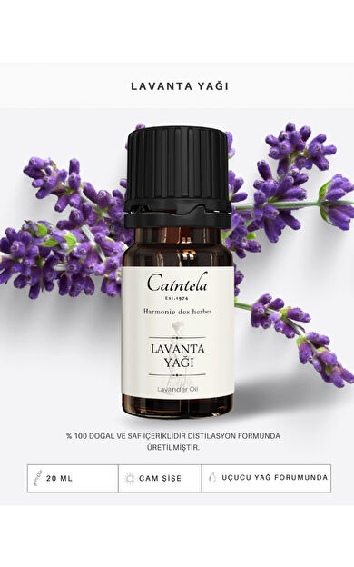 caintela Lavanta Yağı 20 ml - Cilt besleyici ve nemlendirmeye yardımcı %100 Doğal ve Saf