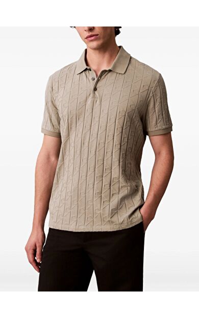 Calvin Klein LV04LE203G Ss Dbl Mercerized Emblem Jacquar Erkek Polo Tişört
