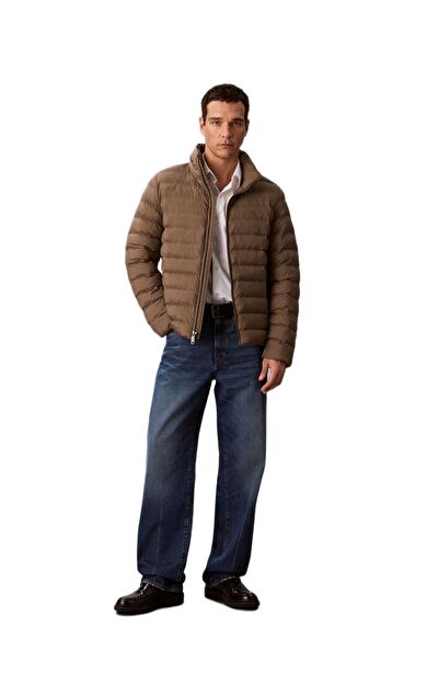 Calvin Klein LV04RC511 Ls Nylon Lt Wt Hooded Fz Puffer Erkek Mont