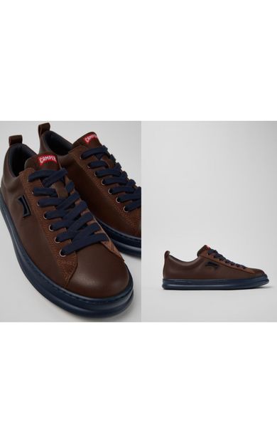 Camper Runner Four erkek kahverengi deri ve nubuk sneaker K101052-014