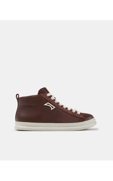 Camper Runner Four erkek kahverengi deri ve nubuk bilekli sneaker K300550-003