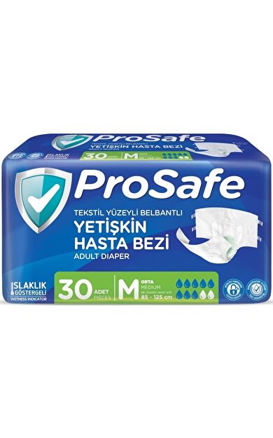 Canped Prosafe Hasta Bezi Yetişkin Bel Bantlı Tekstil Yüzey M - Medium - Orta Boy 30 Adet Tekli Pk